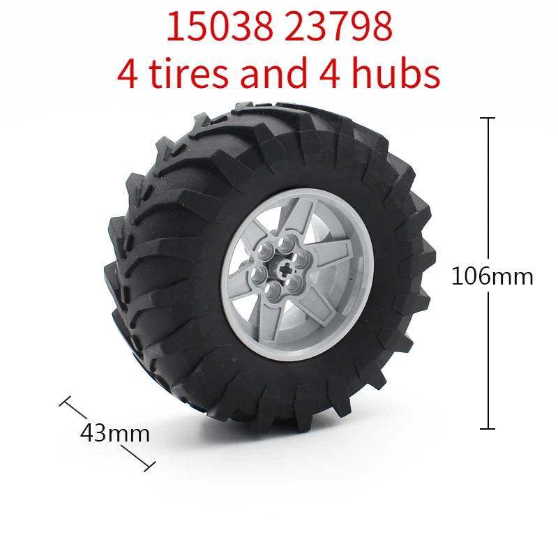 Premium Technic Wheel Hub Set With Black Tire DIY Bricks - ToylandEU