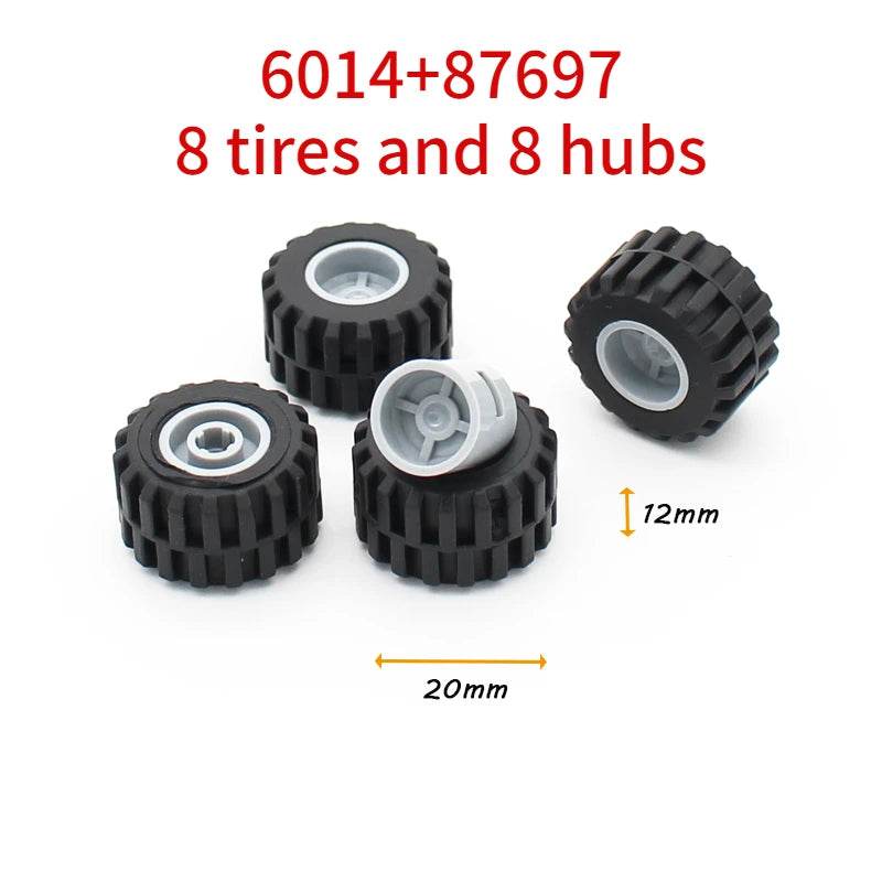 Premium Technic Wheel Hub Set With Black Tire DIY Bricks - ToylandEU