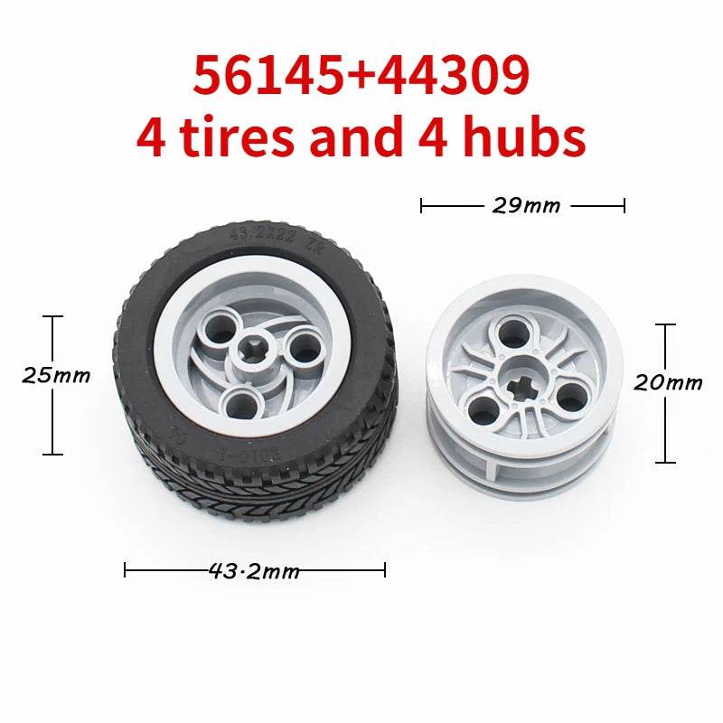 Premium Technic Wheel Hub Set With Black Tire DIY Bricks - ToylandEU