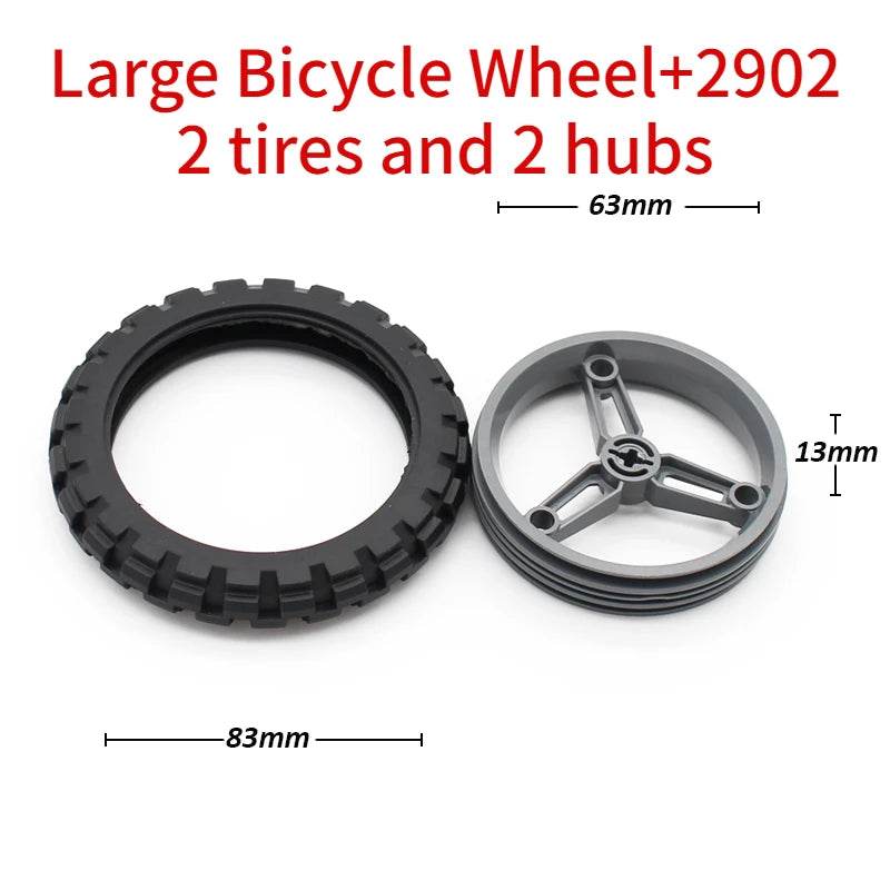 Premium Technic Wheel Hub Set With Black Tire DIY Bricks - ToylandEU