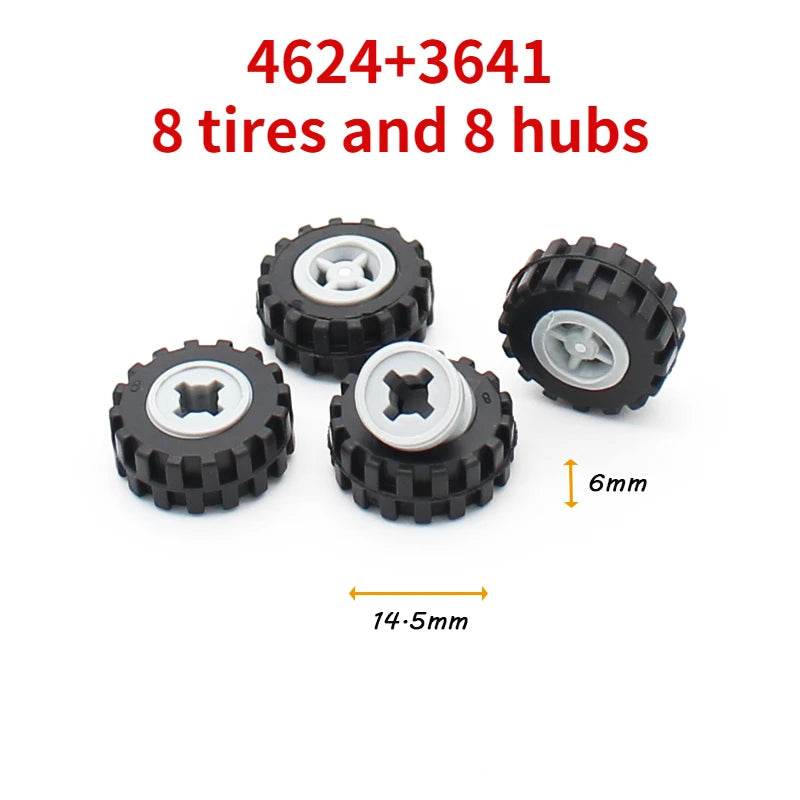 Premium Technic Wheel Hub Set With Black Tire DIY Bricks - ToylandEU