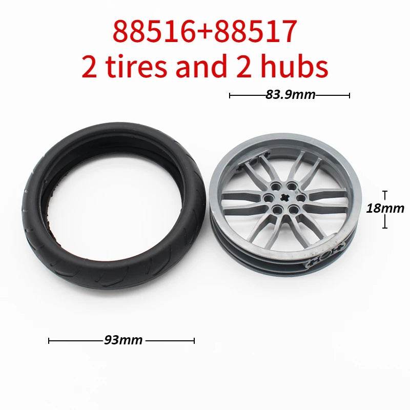 Premium Technic Wheel Hub Set With Black Tire DIY Bricks - ToylandEU