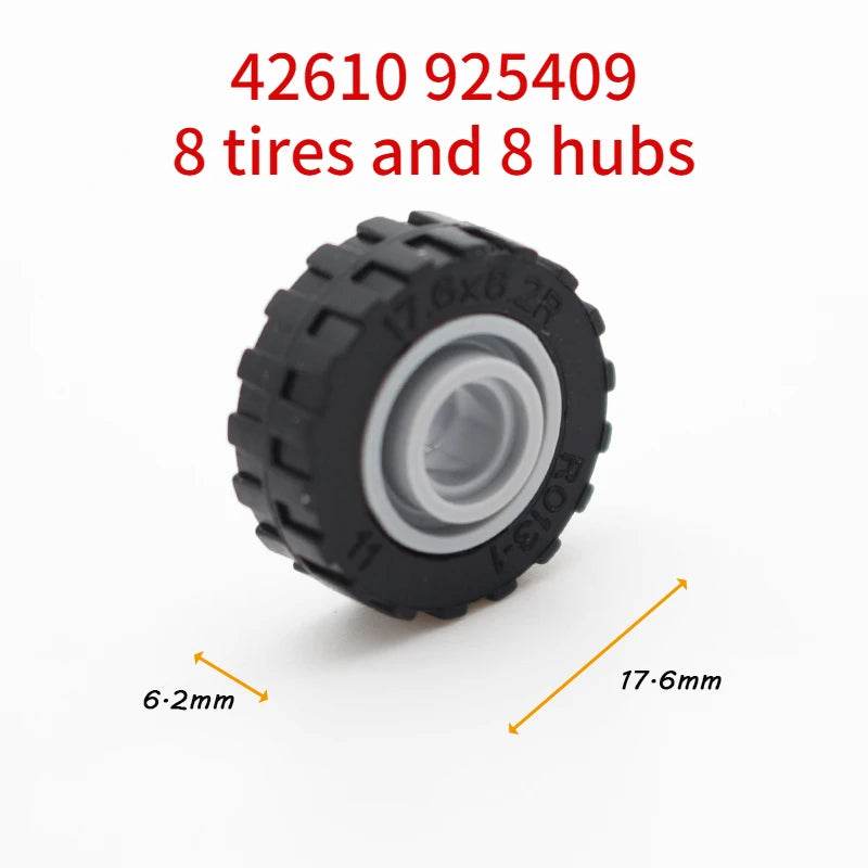 Premium Technic Wheel Hub Set With Black Tire DIY Bricks - ToylandEU
