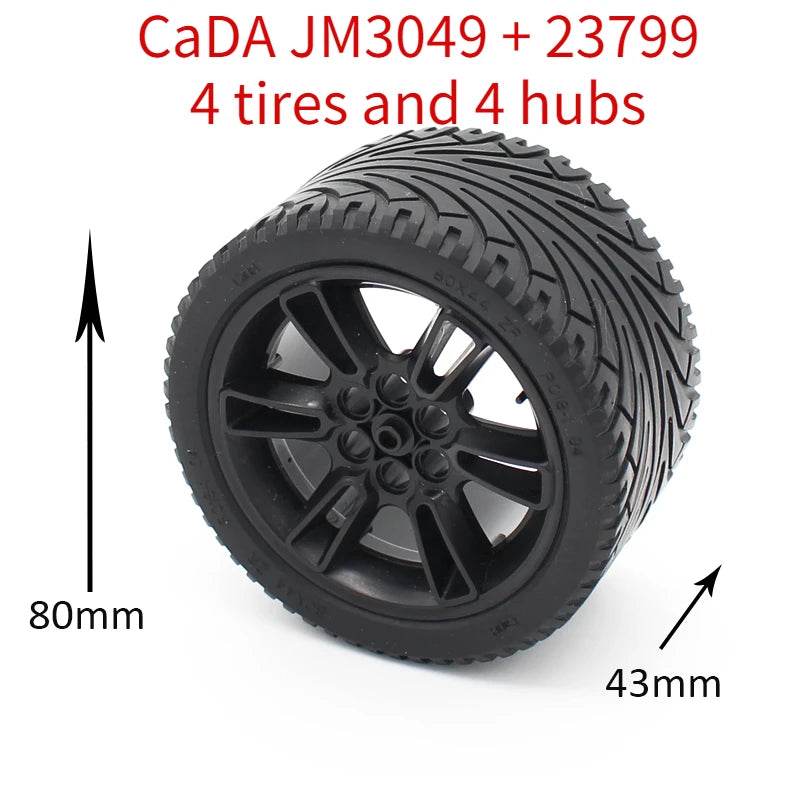 Premium Technic Wheel Hub Set With Black Tire DIY Bricks - ToylandEU