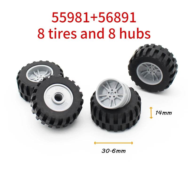 Premium Technic Wheel Hub Set With Black Tire DIY Bricks - ToylandEU