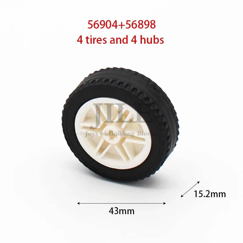 Premium Technic Wheel Hub Set With Black Tire DIY Bricks - ToylandEU
