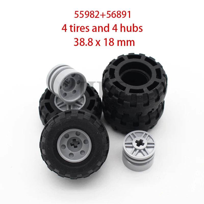 Premium Technic Wheel Hub Set With Black Tire DIY Bricks - ToylandEU