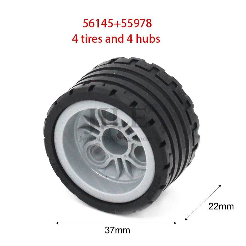 Premium Technic Wheel Hub Set With Black Tire DIY Bricks - ToylandEU