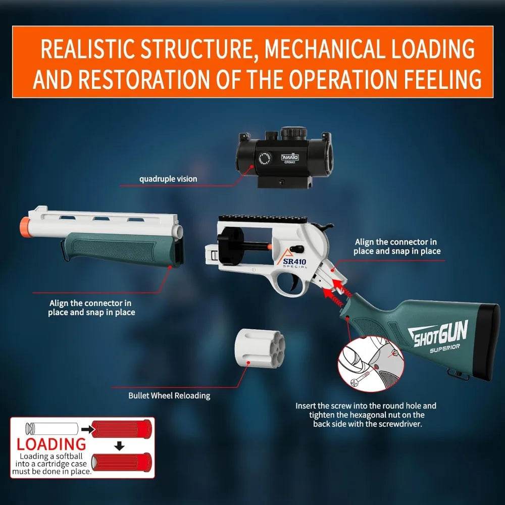 Premium Toy Gun Shell Thrower Soft Bullets for Kids - ToylandEU