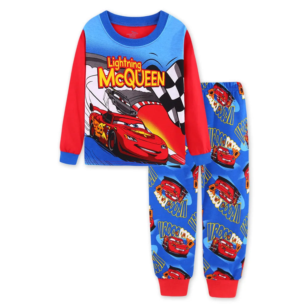 Premium Two Piece Kids Pajamas Soft Long Sleeve Lightning McQueen Cartoon Print For 4 To 6 Years Unisex Sleepwear - ToylandEU