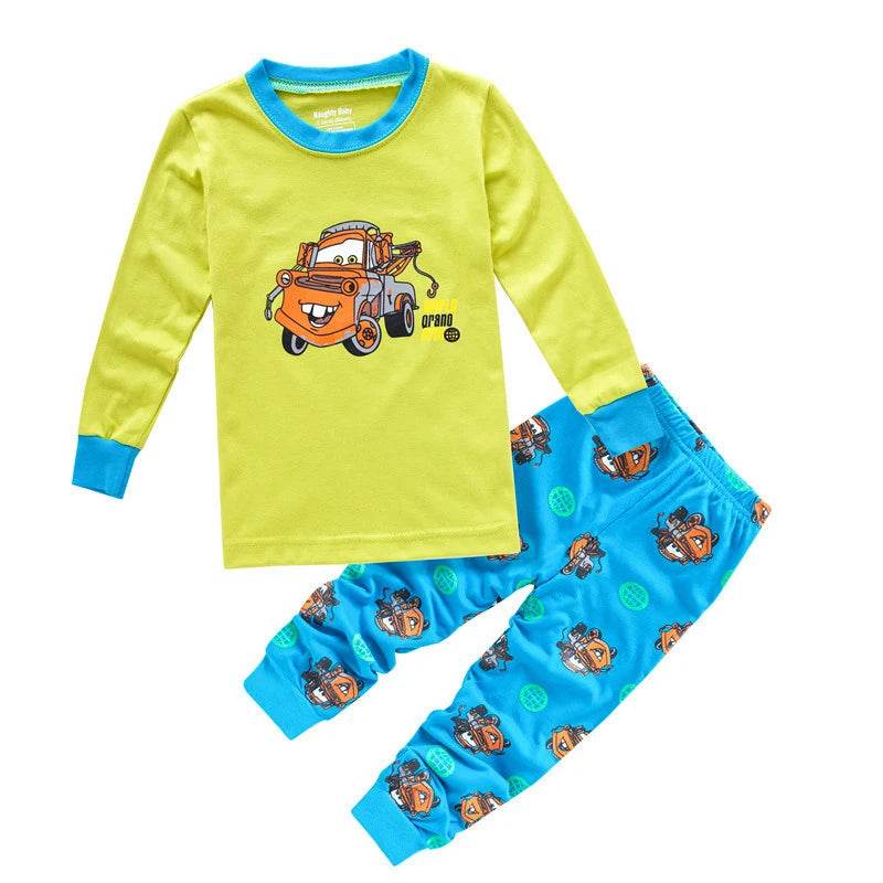 Premium Two Piece Kids Pajamas Soft Long Sleeve Lightning McQueen Cartoon Print For 4 To 6 Years Unisex Sleepwear - ToylandEU