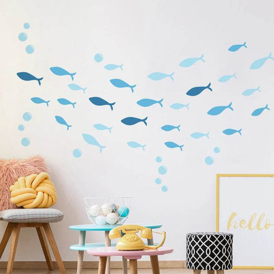 Premium Vinyl Wall Stickers Blue Fish Ocean Scene Nursery - ToylandEU