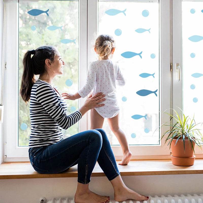 Premium Vinyl Wall Stickers Blue Fish Ocean Scene Nursery - ToylandEU