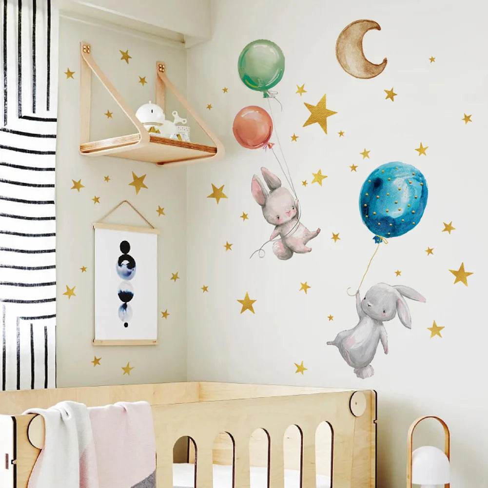 Premium Wall Sticker Bunny Balloon 3D Glow In The Dark Kids - ToylandEU