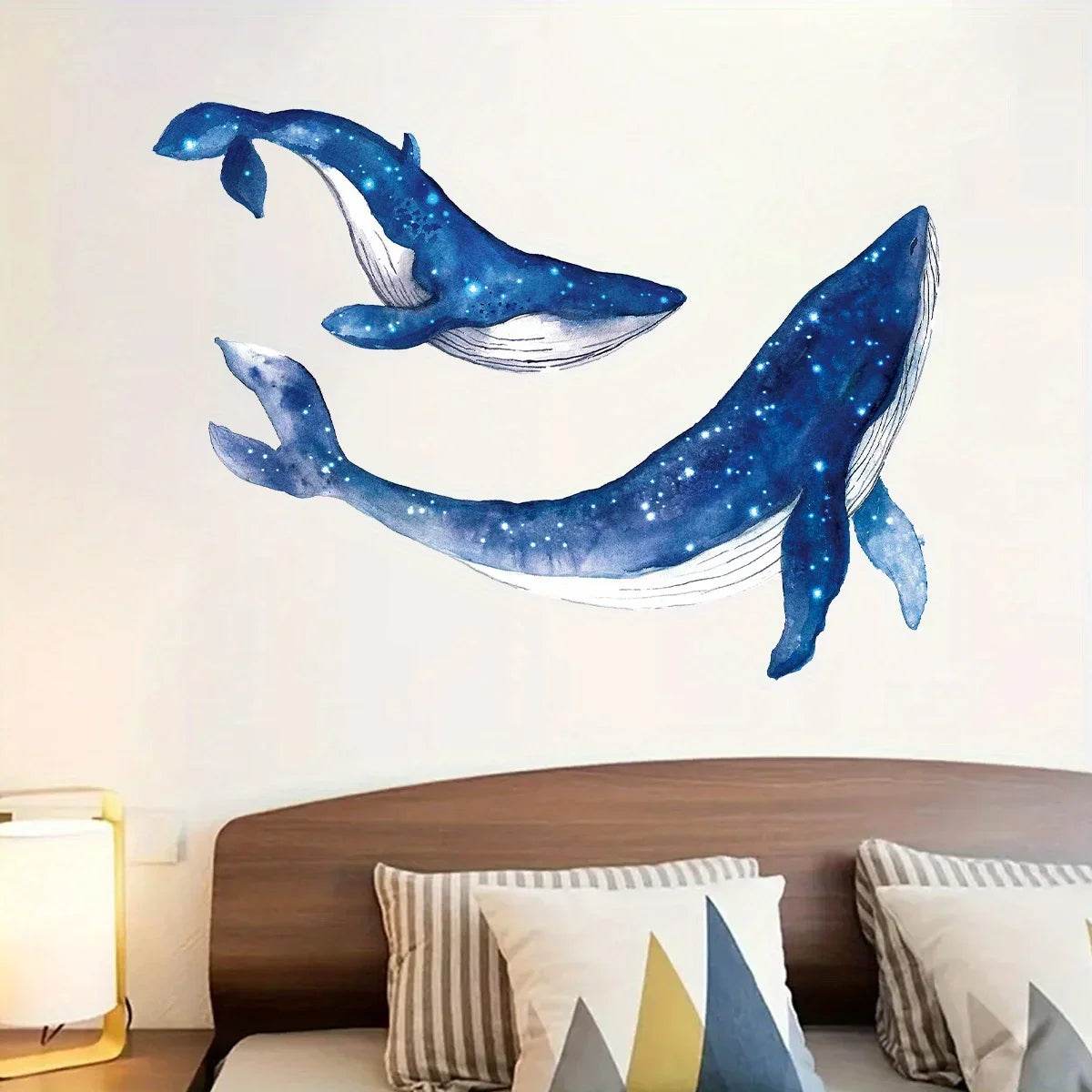Premium Wall Sticker Watercolor Whale For Baby Room - ToylandEU