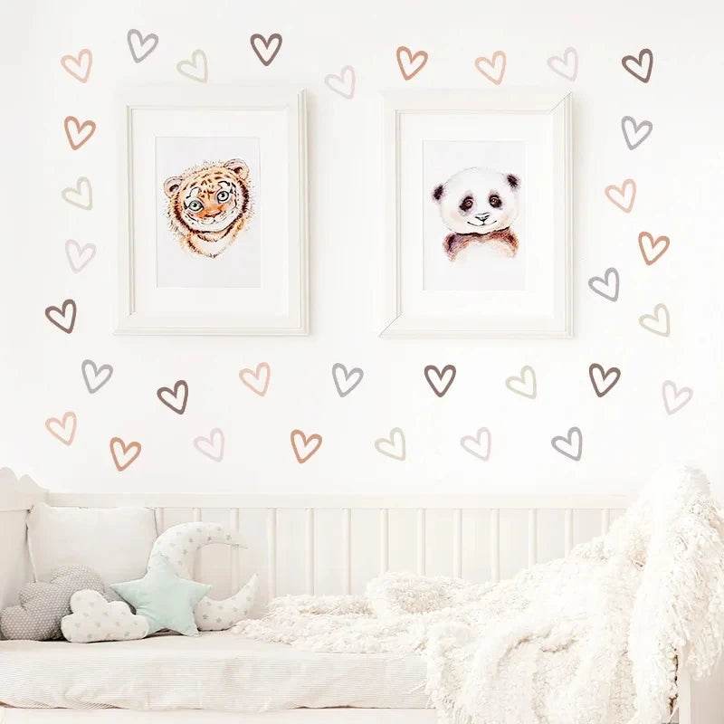 Premium Wall Stickers Boho Hearts 36 Piece Set For Nursery - ToylandEU