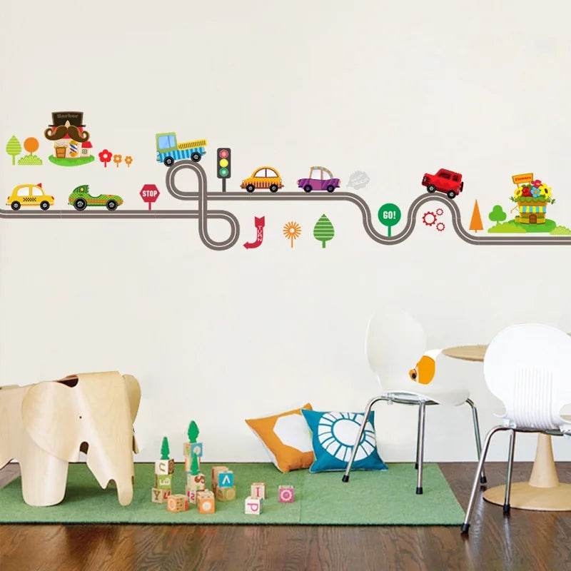Premium Wall Stickers Cartoon Car Track For Kids Rooms - ToylandEU