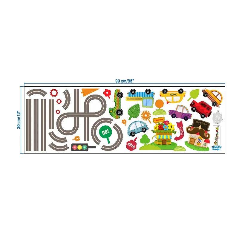 Premium Wall Stickers Cartoon Car Track For Kids Rooms - ToylandEU