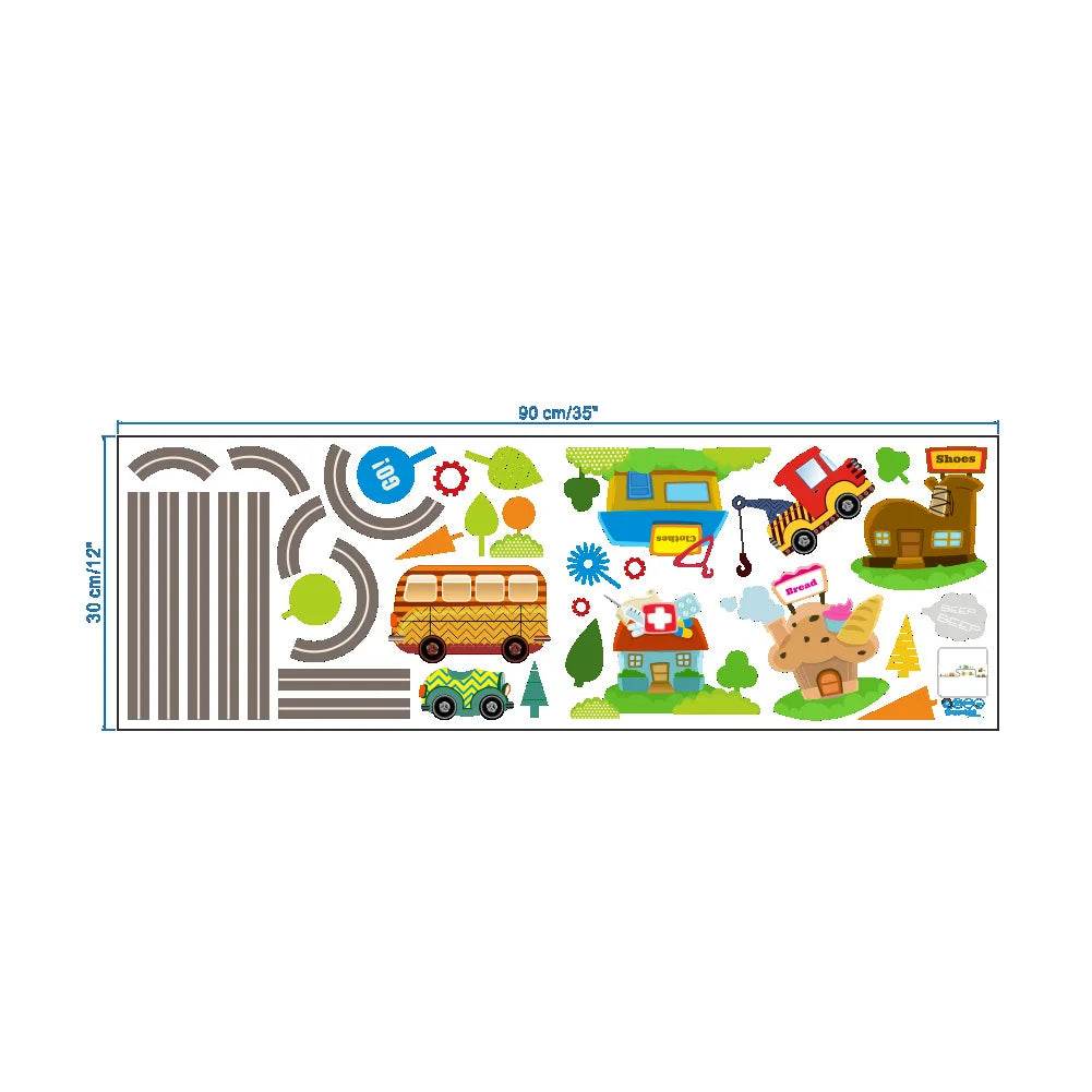 Premium Wall Stickers Cartoon Car Track For Kids Rooms - ToylandEU