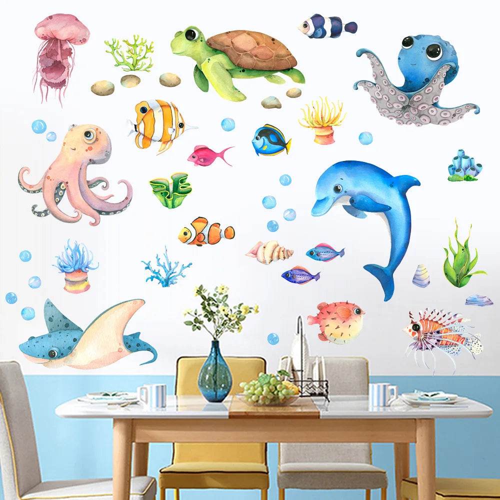 Premium Wall Stickers Cartoon Marine Life For Kids Room - ToylandEU