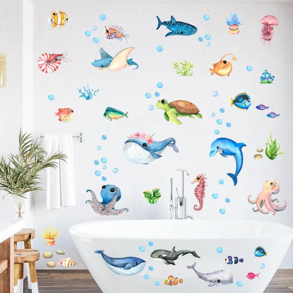 Premium Wall Stickers Cartoon Marine Life For Kids Room - ToylandEU