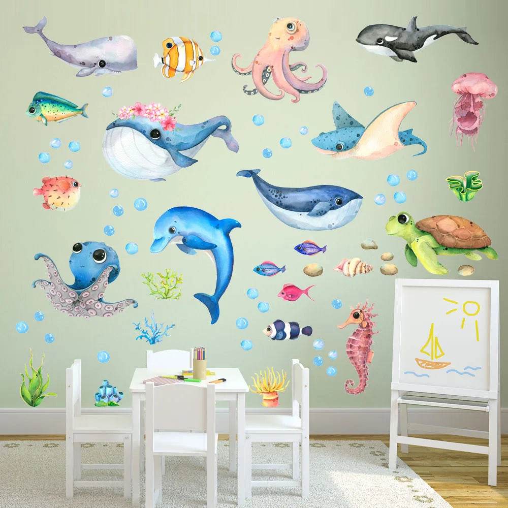 Premium Wall Stickers Cartoon Marine Life For Kids Room - ToylandEU
