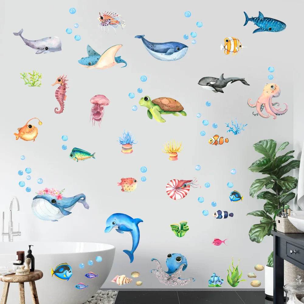 Premium Wall Stickers Cartoon Marine Life For Kids Room - ToylandEU