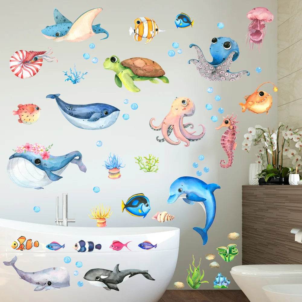 Premium Wall Stickers Cartoon Marine Life For Kids Room - ToylandEU