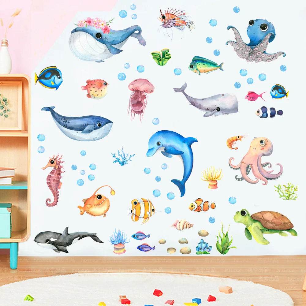 Premium Wall Stickers Cartoon Marine Life For Kids Room - ToylandEU