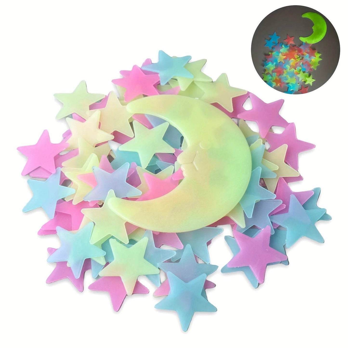 Premium Wall Stickers Colorful Luminous Stars Moon Bedroom - ToylandEU