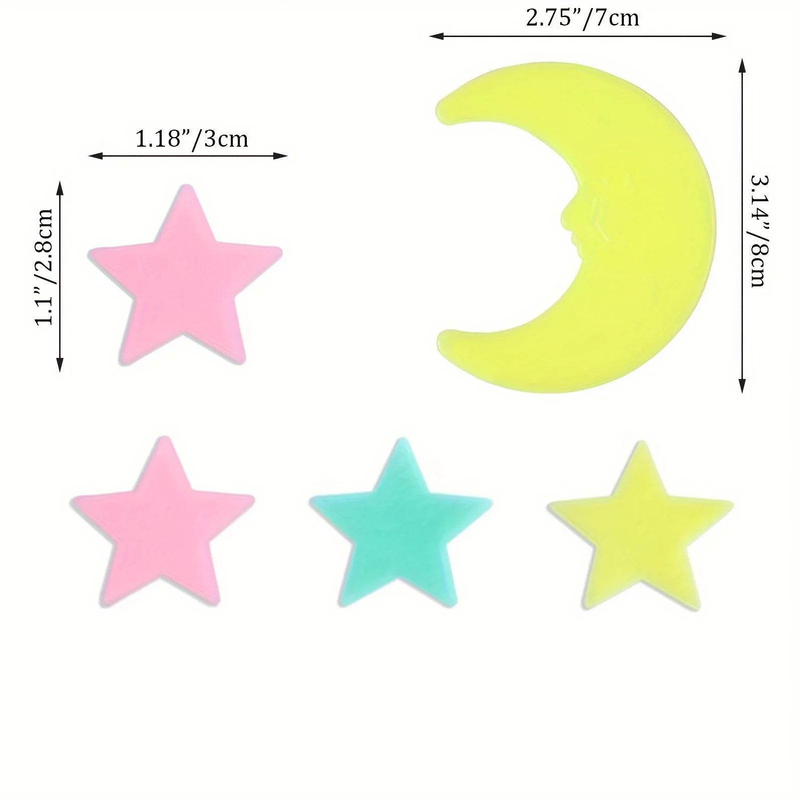 Premium Wall Stickers Colorful Luminous Stars Moon Bedroom - ToylandEU