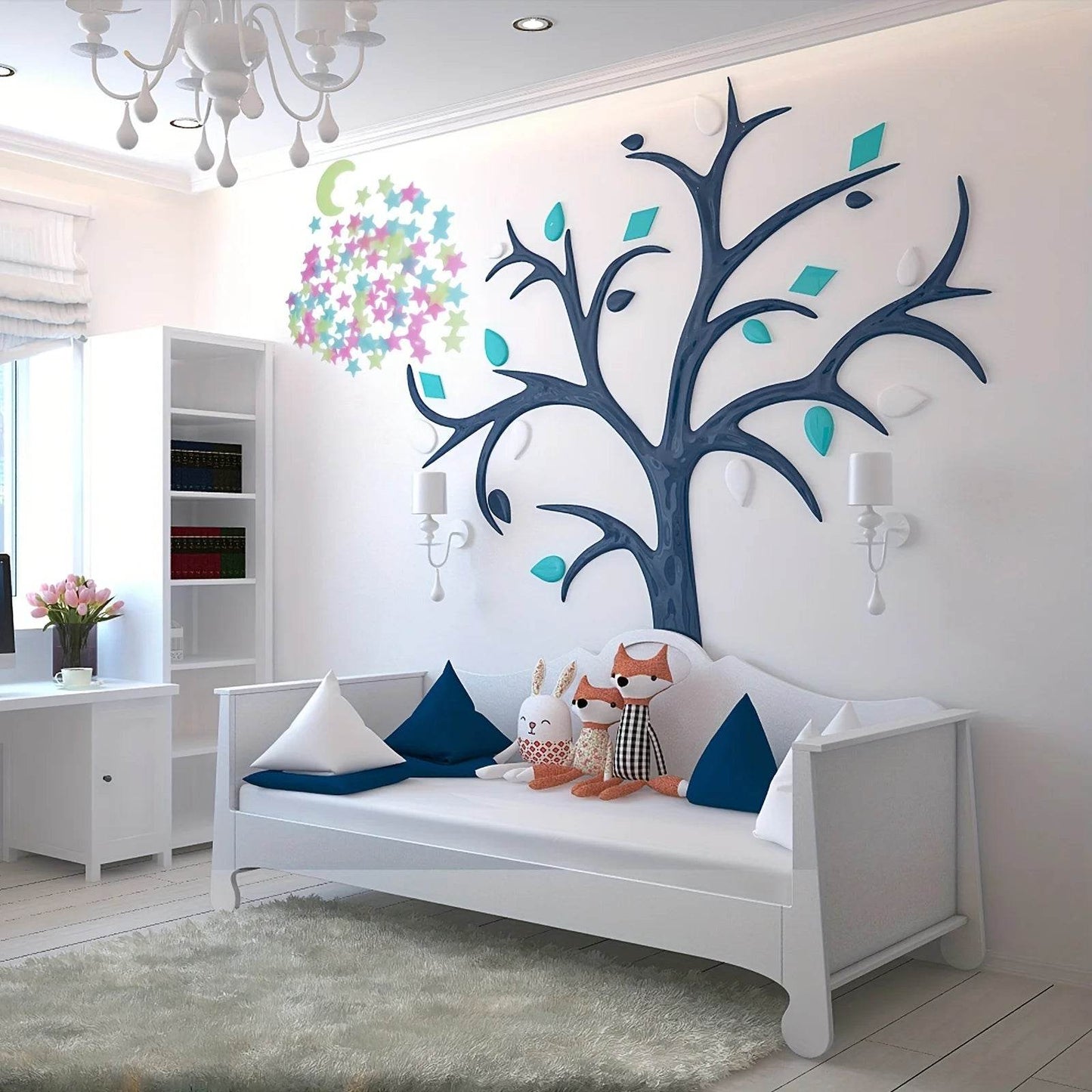 Premium Wall Stickers Colorful Luminous Stars Moon Bedroom - ToylandEU