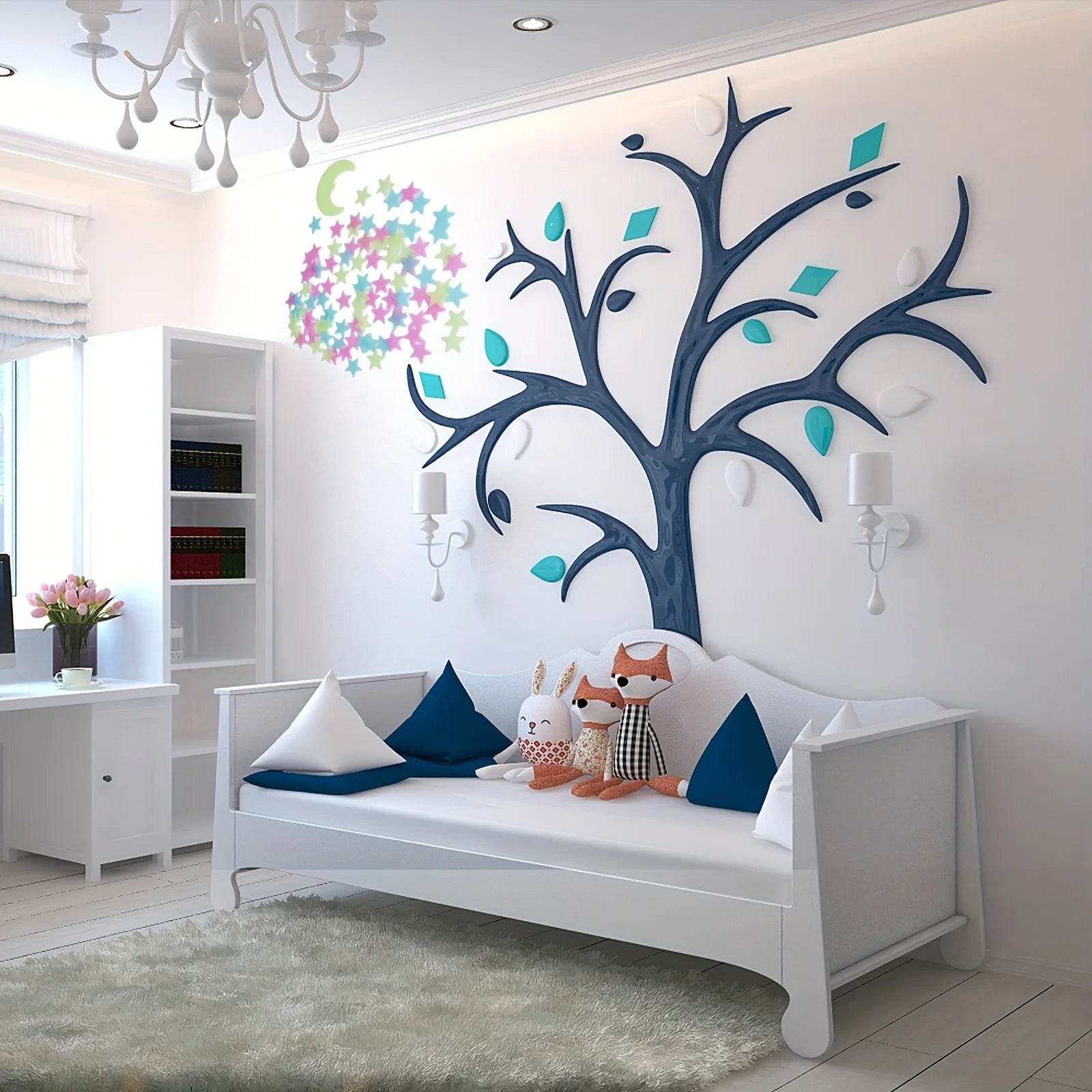 Premium Wall Stickers Colorful Luminous Stars Moon Bedroom - ToylandEU