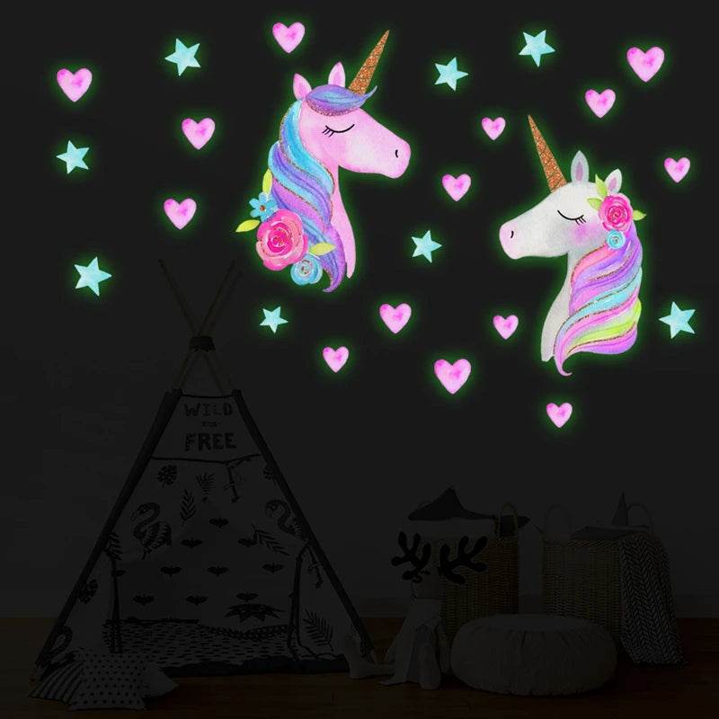 Premium Wall Stickers Glow In The Dark Unicorn Kids Room - ToylandEU