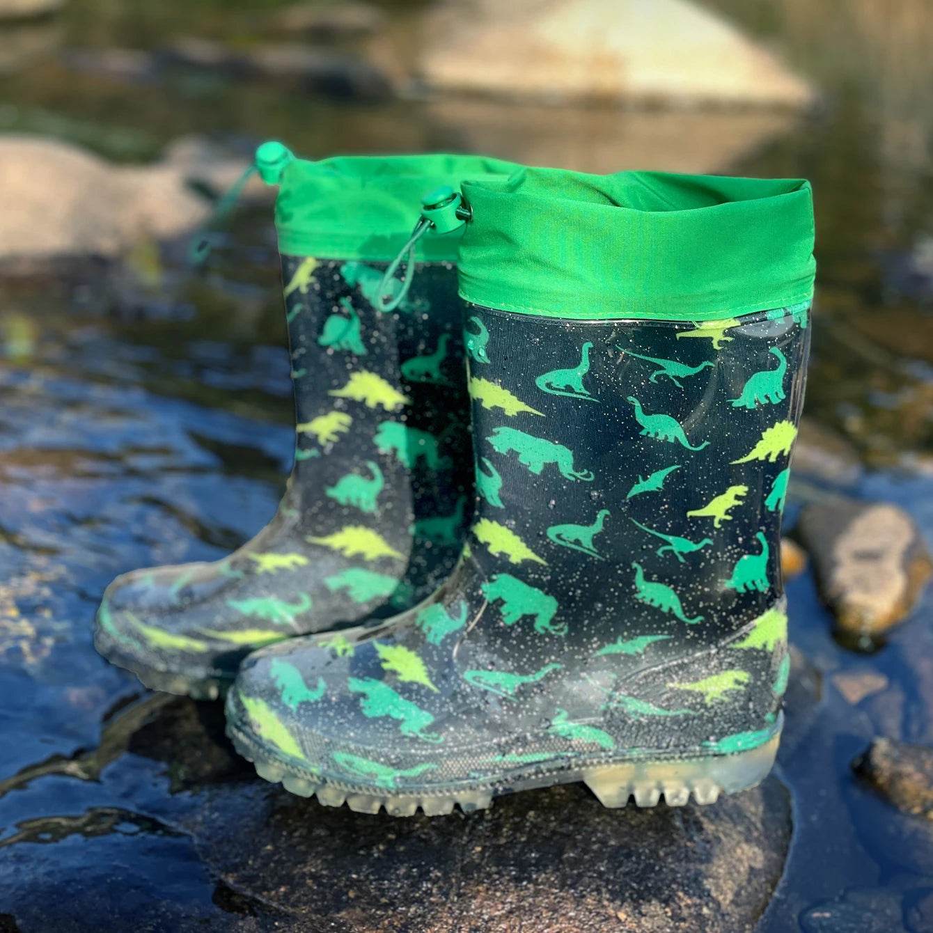 Premium Waterproof Dinosaur Rain Boots Sequin For Kids - ToylandEU