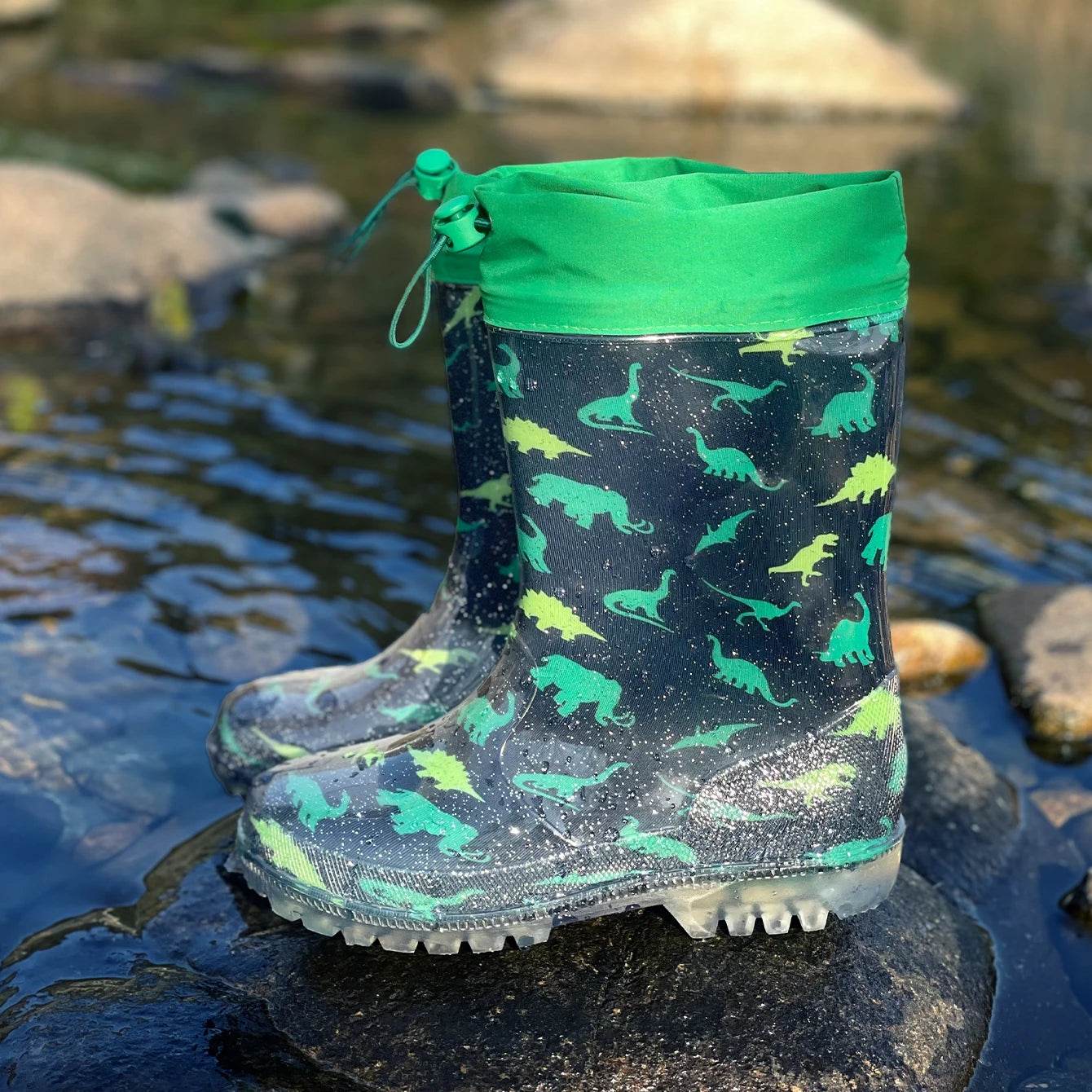 Premium Waterproof Dinosaur Rain Boots Sequin For Kids - ToylandEU