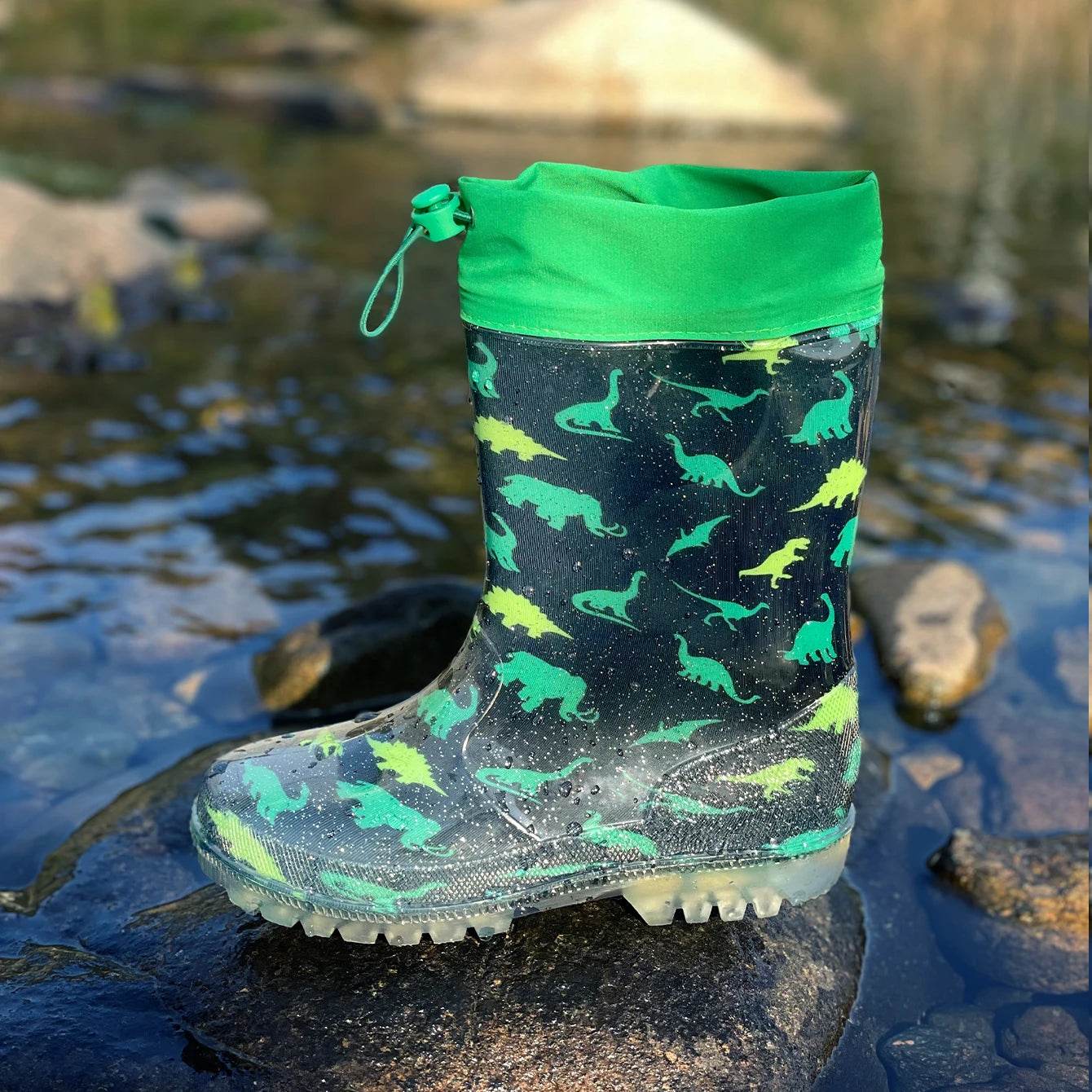 Premium Waterproof Dinosaur Rain Boots Sequin For Kids - ToylandEU