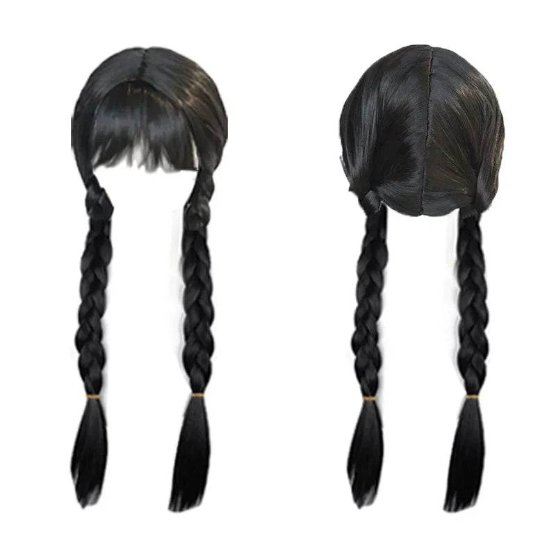 Premium Wednesday Addams Dress Up Costume With Wig For Girls - ToylandEU