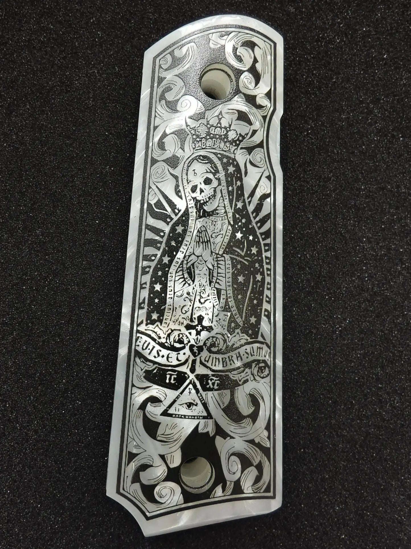 Premium White Pearl 1911 Grips With Santa Muerte Motif - ToylandEU