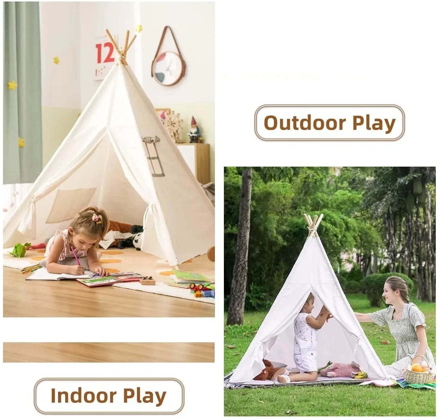 Premium Wigwam Tent Play House Foldable Teepee For Kids - ToylandEU