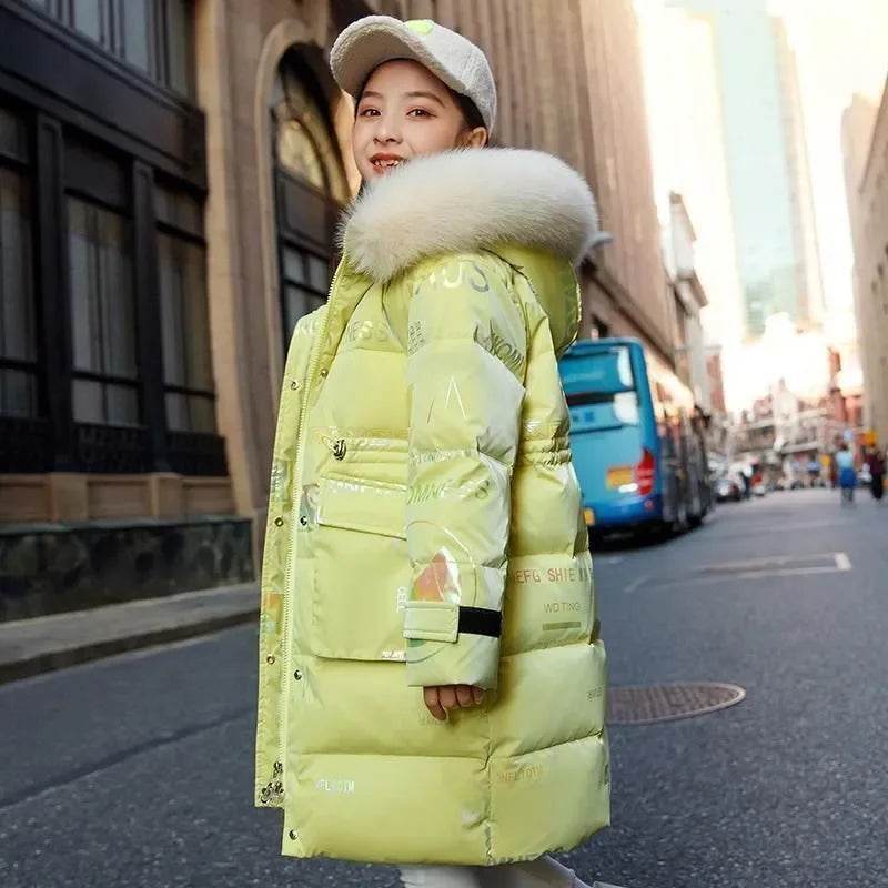 Premium Winter Waterproof Hooded Down Coat For Girls 5 To 16 - ToylandEU