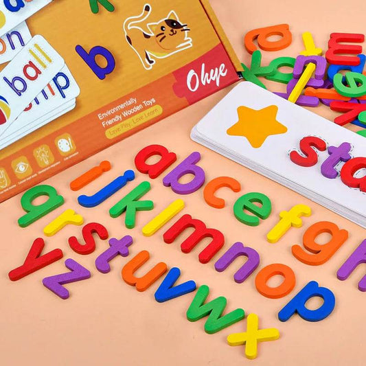 Premium Wooden Alphabet Toys 52 Pieces With Cards For Kids - ToylandEU