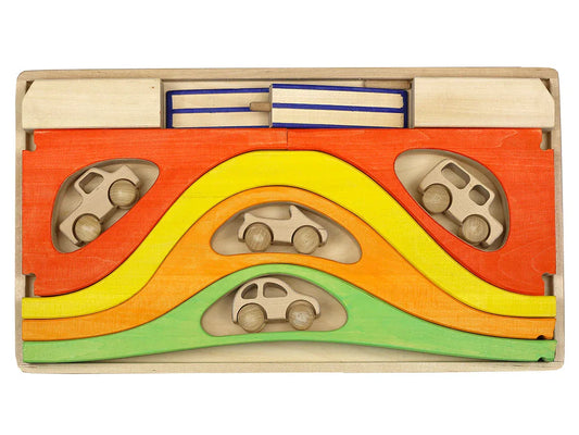 Premium Wooden Car Set With Detailed Roads And Tunnels - ToylandEU