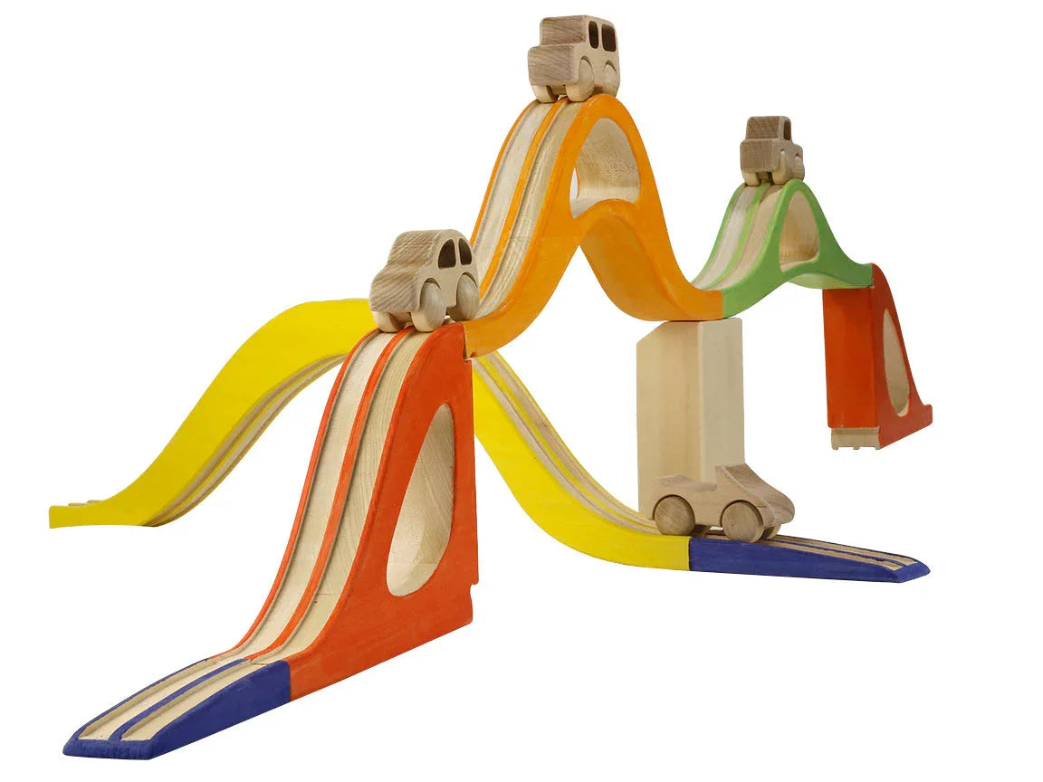 Premium Wooden Car Set With Detailed Roads And Tunnels - ToylandEU