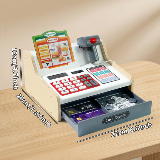 Premium Wooden Cash Register Playset With Real Calculator For 3 To 6 Year Olds Pretend Play Store - ToylandEU
