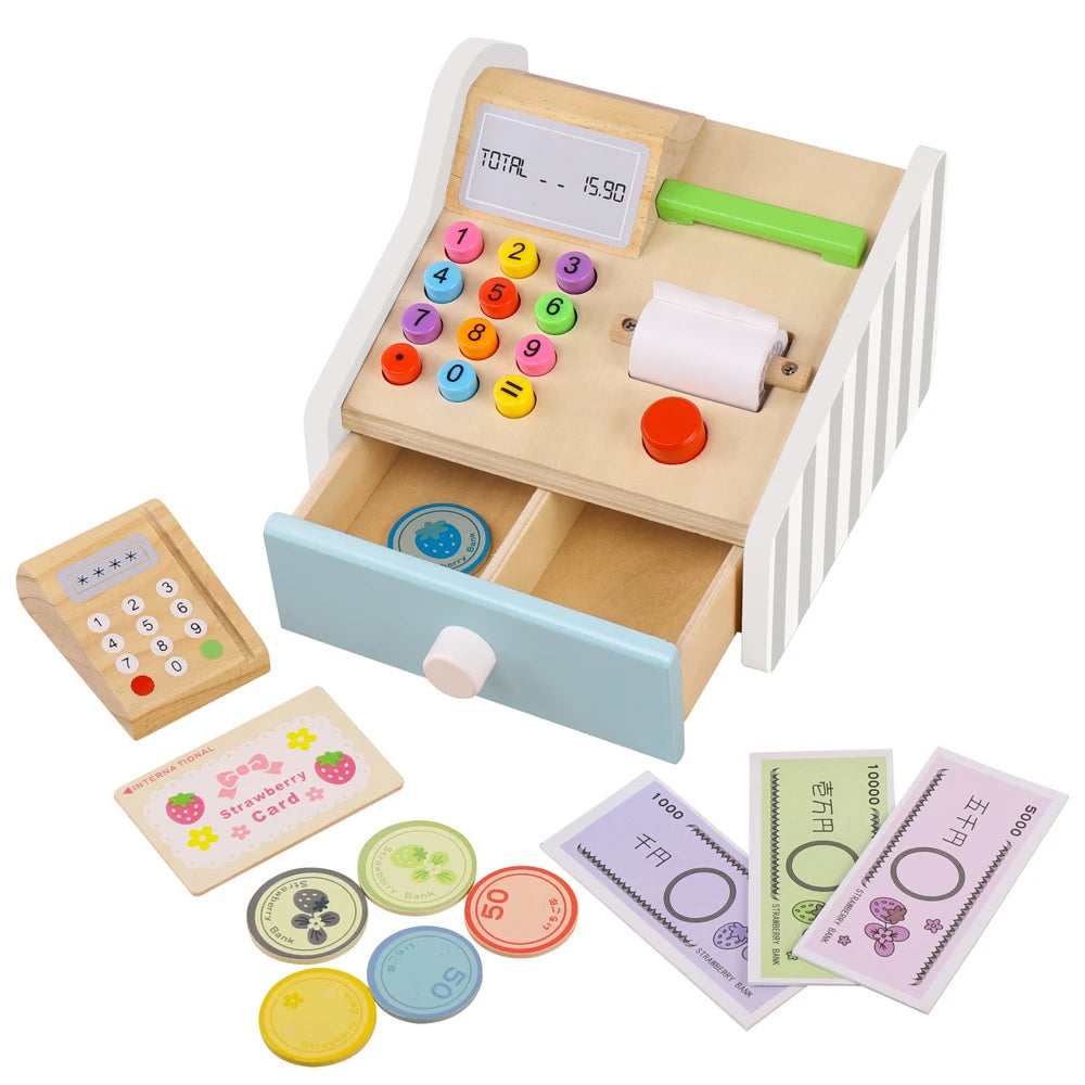Premium Wooden Cash Register Toy Educational Role Play Set For Children Ages 3 To 6 - ToylandEU