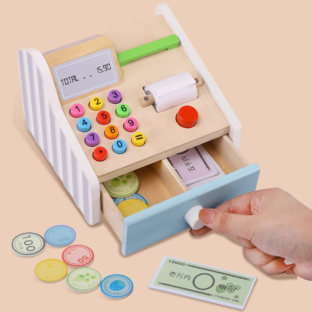 Premium Wooden Cash Register Toy Educational Role Play Set For Children Ages 3 To 6 - ToylandEU