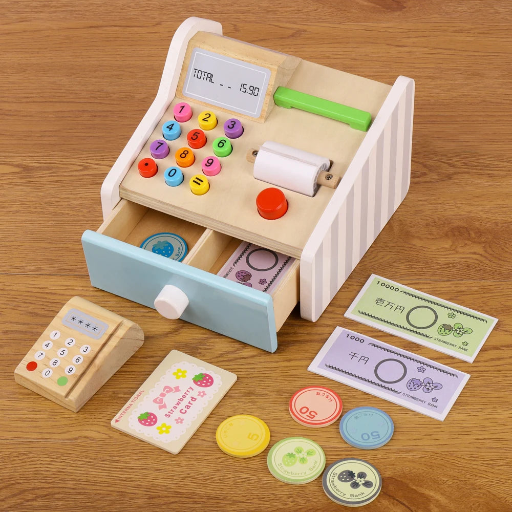 Premium Wooden Cash Register Toy Educational Role Play Set For Children Ages 3 To 6 - ToylandEU