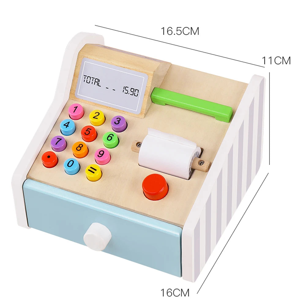 Premium Wooden Cash Register Toy Educational Role Play Set For Children Ages 3 To 6 - ToylandEU