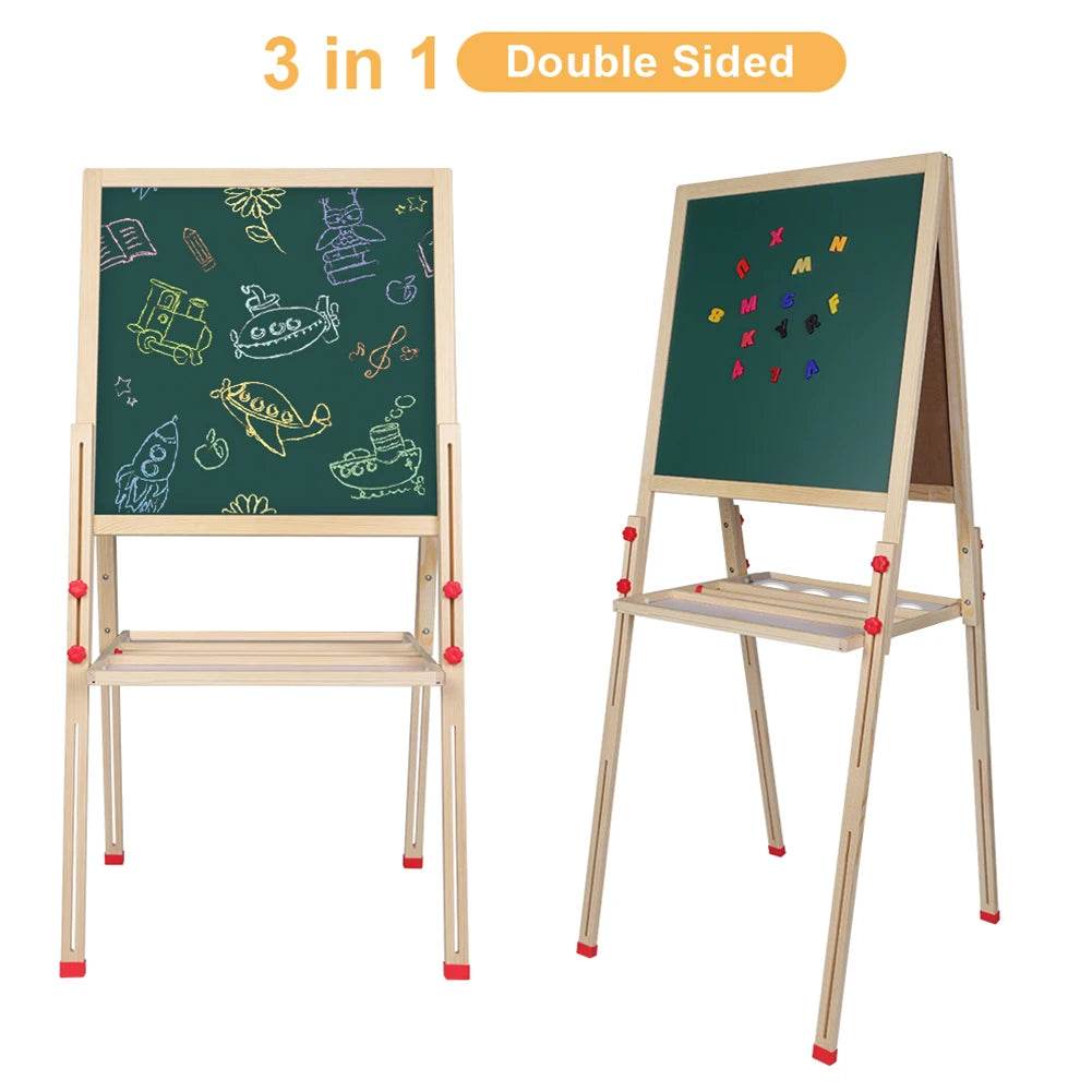 Premium Wooden Children's Art Easel with Double-Sided Magnetic Design for Young Artists - ToylandEU